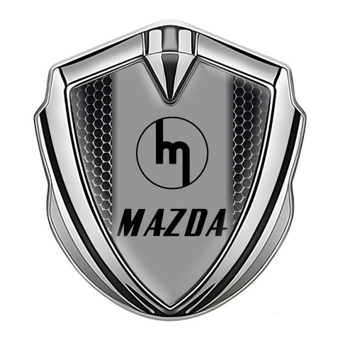 Mazda Selbstklebendes Metallaufkleber Emblem Silbertonfarbe mit Perforierter Stahl Basis und Retro Logo Stil