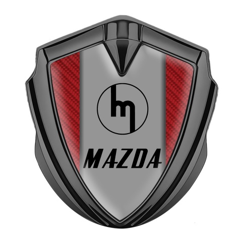 Mazda Emblem Aufkleber Autozubehor Graphit Tonfarbe mit Rote Kohlenstoff Basis und Retro Logo