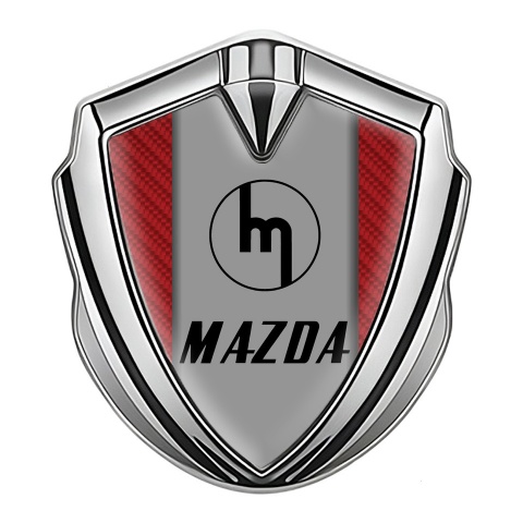 Mazda Emblem Aufkleber Autozubehor Silbertonfarbe mit Rote Kohlenstoff Basis und Retro Logo