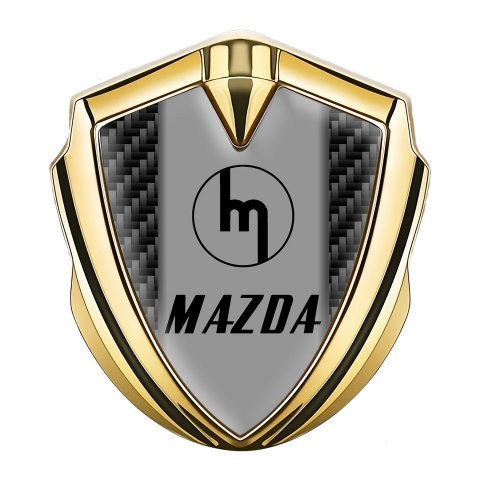 Mazda Selbstklebendes Metallaufkleber Emblem Goldtonfarbe mit Schwarz Kohlenstoff und Retro Logo