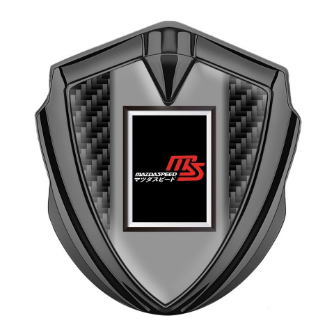 Mazda Speed Emblem Abzeichen Graphit Tonfarbe mit Schwarz Carbon und Rechteckiges Logo