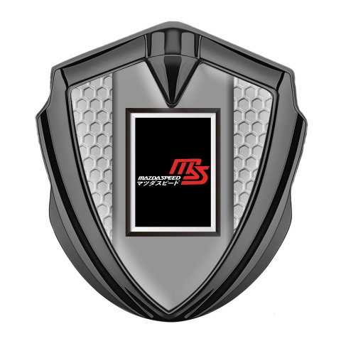 Mazda Speed Emblem Aufkleber Autozubehor Graphit Tonfarbe mit Effekt Bienenwabe und Rechteckiges Logo Stil