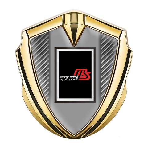 Mazda Speed Emblem Aufkleber Autozubehor Goldtonfarbe mit Hell Carbon und Rechteckiges Logo Design