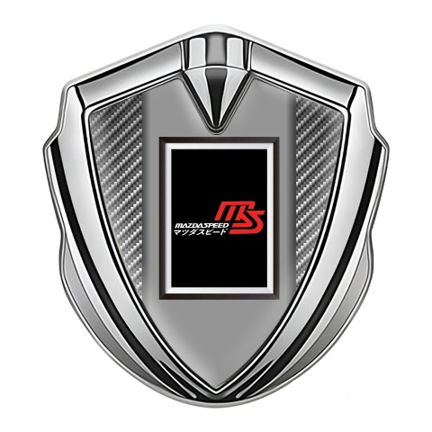 Mazda Speed Emblem Aufkleber Autozubehor Silbertonfarbe mit Hell Carbon und Rechteckiges Logo Design