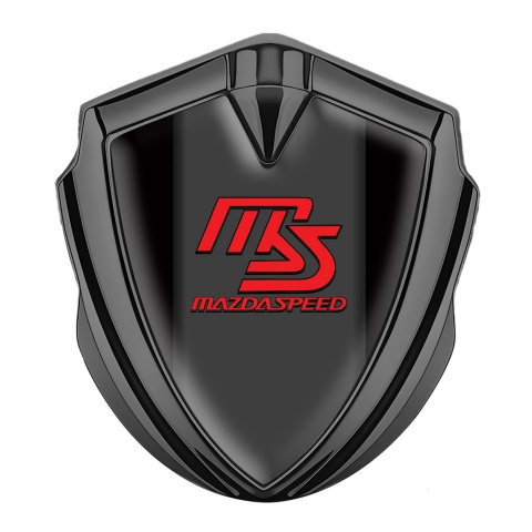 Mazda Speed Abzeichen selbstklebend Graphit Tonfarbe mit Schwarz Fundament Rote Logo