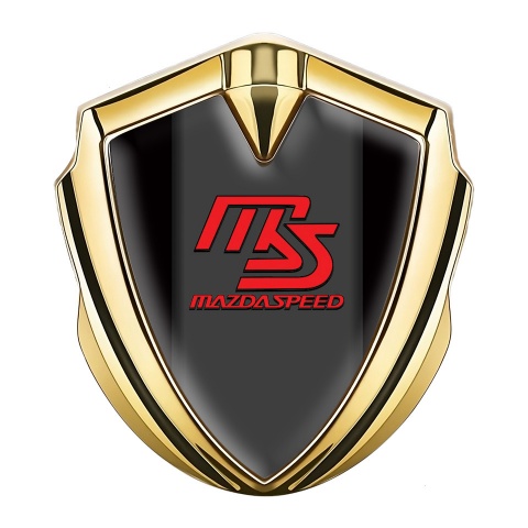 Mazda Speed Abzeichen selbstklebend Goldtonfarbe mit Schwarz Fundament Rote Logo