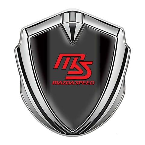Mazda Speed Abzeichen selbstklebend Silbertonfarbe mit Schwarz Fundament Rote Logo