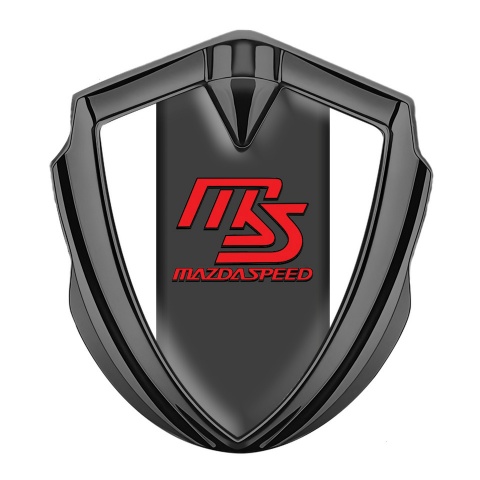 Mazda Speed Emblem Abzeichen selbstklebend  Graphit Tonfarbe mit Weiss Basis und Graphit Panel Rote Logo