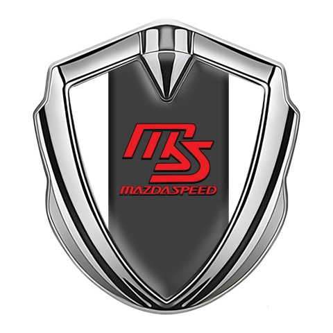 Mazda Speed Emblem Abzeichen selbstklebend Silbertonfarbe mit Weiss Basis und Graphit Panel Rote Logo