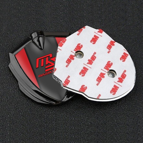 Mazda Speed Emblem Abzeichen selbstklebend Graphit Tonfarbe mit Rote Basis und Graphit Panel Rote Logo