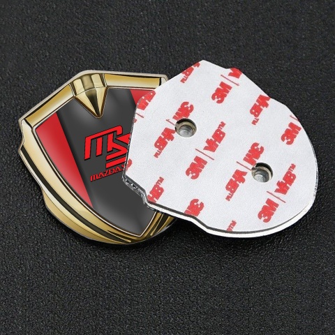Mazda Speed Emblem Abzeichen selbstklebend Goldtonfarbe mit Rote Basis und Graphit Panel Rote Logo