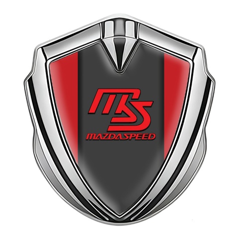 Mazda Speed Emblem Abzeichen selbstklebend Silbertonfarbe mit Rote Basis und Graphit Panel Rote Logo