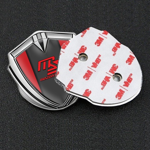 Mazda Speed Emblem Abzeichen selbstklebend Silbertonfarbe mit Rote Basis und Graphit Panel Rote Logo