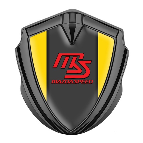 Mazda Speed Emblem Auto Zeichen Graphit Tonfarbe mit Gelb Basis und Graphit Panel Rote Logo