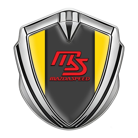 Mazda Speed Emblem Auto Zeichen Silbertonfarbe mit Gelb Basis und Graphit Panel Rote Logo