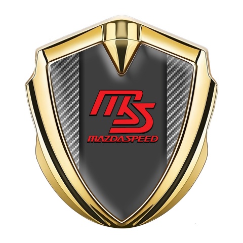 Mazda Speed Emblem Aufkleber Autozubehor Goldtonfarbe mit Carbon Hintergrund und Graphit Panel Rote Logo