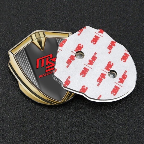 Mazda Speed Emblem Aufkleber Autozubehor Goldtonfarbe mit Carbon Hintergrund und Graphit Panel Rote Logo