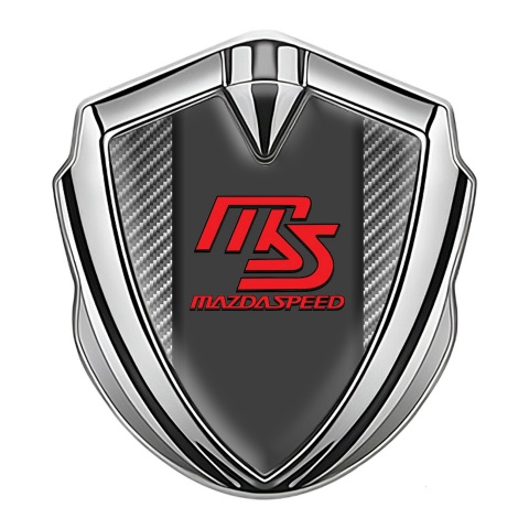 Mazda Speed Emblem Aufkleber Autozubehor Silbertonfarbe mit Carbon Hintergrund und Graphit Panel Rote Logo