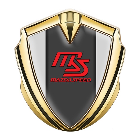 Mazda Speed Seitenflugel Emblem Aufkleber Goldtonfarbe mit Grau Basis und Graphit Panel Rote Logo