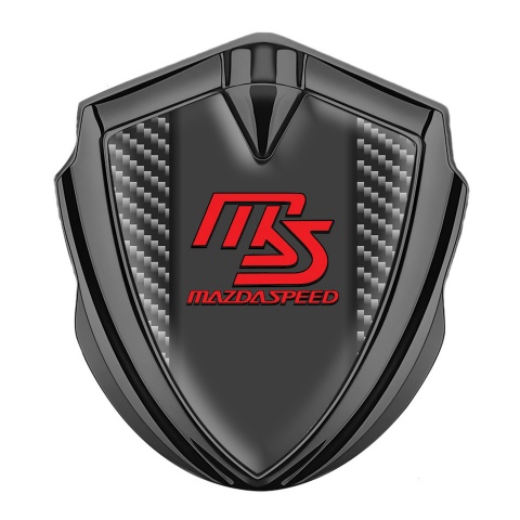 Mazda Speed Emblem Abzeichen Graphit Tonfarbe mit Dunkles Carbon und Graphit Panel Rote Logo