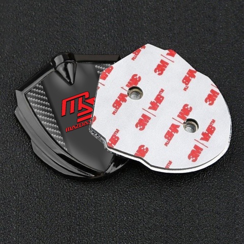 Mazda Speed Emblem Abzeichen Graphit Tonfarbe mit Dunkles Carbon und Graphit Panel Rote Logo