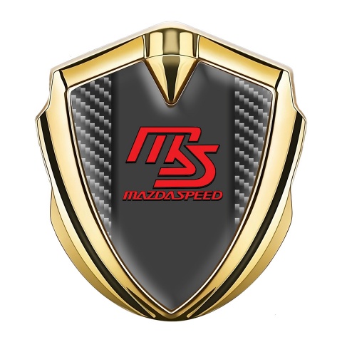 Mazda Speed Emblem Abzeichen Goldtonfarbe mit Dunkles Carbon und Graphit Panel Rote Logo