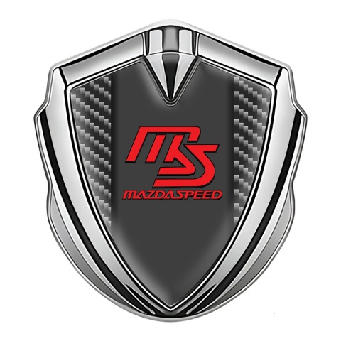 Mazda Speed Emblem Abzeichen Silbertonfarbe mit Dunkles Carbon und Graphit Panel Rote Logo