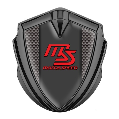 Mazda Speed Abzeichen selbstklebend Graphit Tonfarbe mit Braun Carbon und Graphit Panel Rote logo