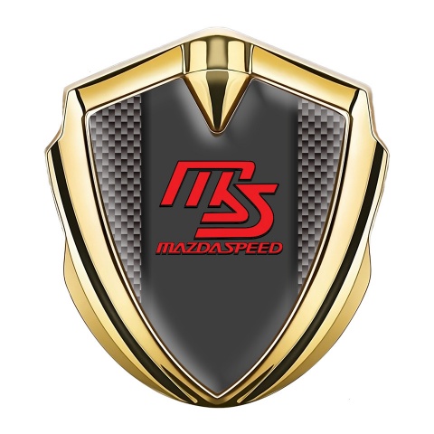 Mazda Speed Abzeichen selbstklebend Goldtonfarbe mit Braun Carbon und Graphit Panel Rote logo