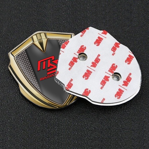 Mazda Speed Abzeichen selbstklebend Goldtonfarbe mit Braun Carbon und Graphit Panel Rote logo