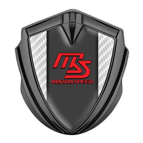 Mazda Speed Emblem Abzeichen selbstklebend Graphit Tonfarbe mit Weiss Carbon und Graphit Panel Rote logo