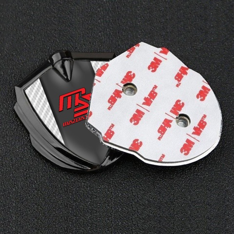 Mazda Speed Emblem Abzeichen selbstklebend Graphit Tonfarbe mit Weiss Carbon und Graphit Panel Rote logo