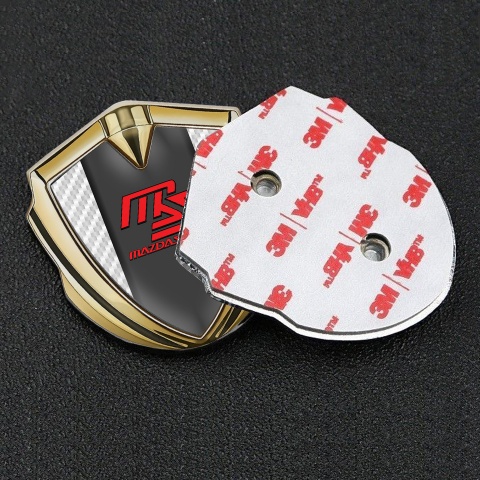 Mazda Speed Emblem Abzeichen selbstklebend Goldtonfarbe mit Weiss Carbon und Graphit Panel Rote logo