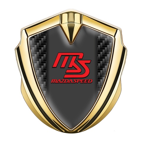 Mazda Speed Emblem Abzeichen selbstklebend Goldtonfarbe mit Schwarz Carbon und Graphit Panel Rote Logo