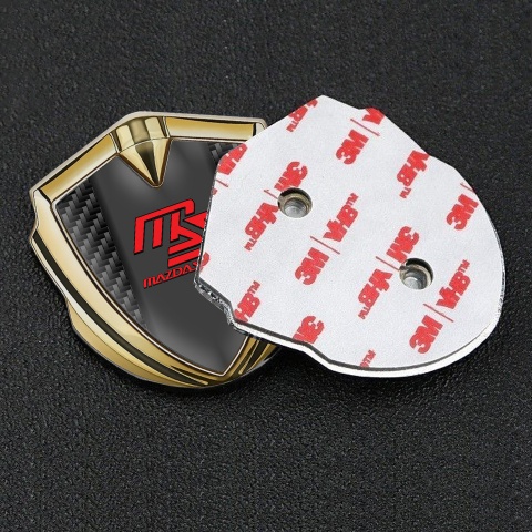 Mazda Speed Emblem Abzeichen selbstklebend Goldtonfarbe mit Schwarz Carbon und Graphit Panel Rote Logo