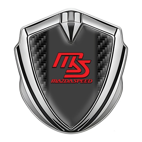 Mazda Speed Emblem Abzeichen selbstklebend Silbertonfarbe mit Schwarz Carbon und Graphit Panel Rote Logo