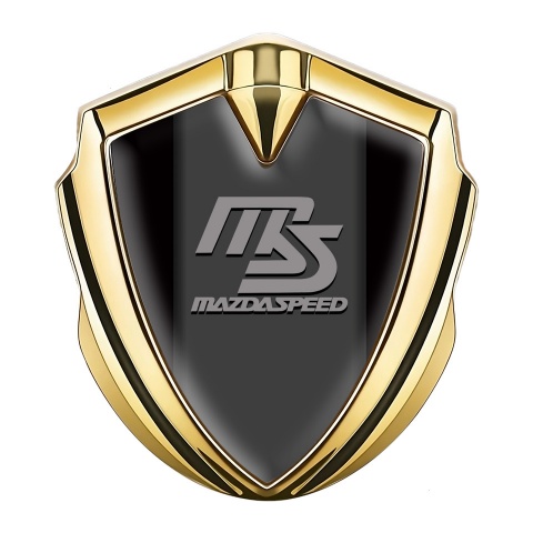 Mazda Speed Emblem Aufkleber Autozubehor Goldtonfarbe mit Schwarz Hintergrund Grau Logo