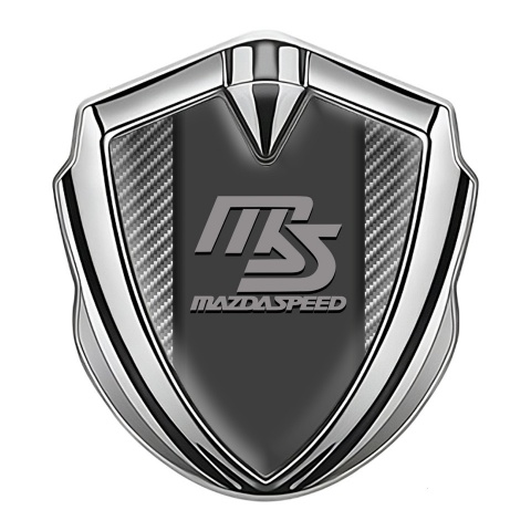 Mazda Speed Emblem Abzeichen Silbertonfarbe mit Carbon Auflage und Grau Logo Stil
