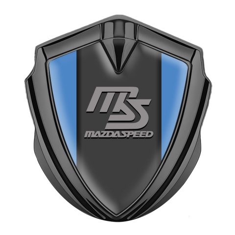 Mazda Speed Emblem Auto Zeichen Graphit Tonfarbe mit Blau hintergrund und Graphit Panel Grau Logo
