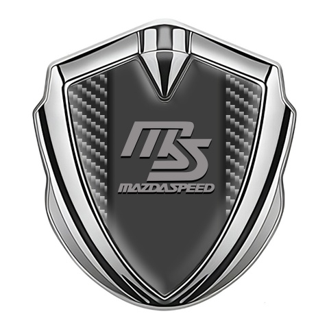 Mazda Speed Selbstklebendes Metallaufkleber Emblem Silbertonfarbe mit Dunkles carbon Auflage