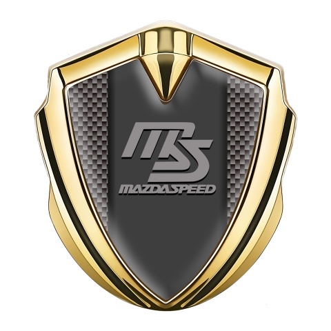 Mazda Speed Seitenflugel Emblem Aufkleber Goldtonfarbe mit Braun Carbon Auflage
