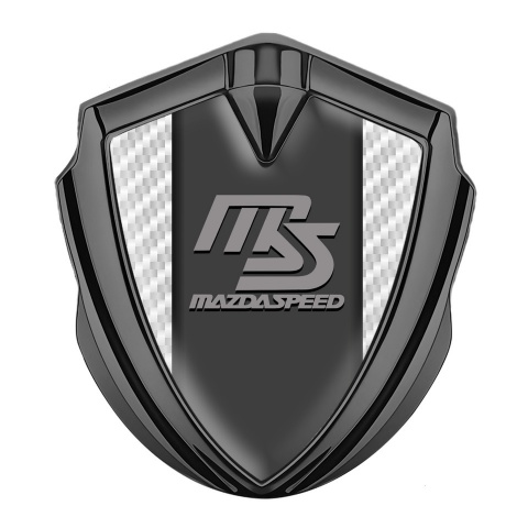 Mazda Speed Abzeichen selbstklebend Graphit Tonfarbe mit Weiss carbon Und Graphit Panel logo