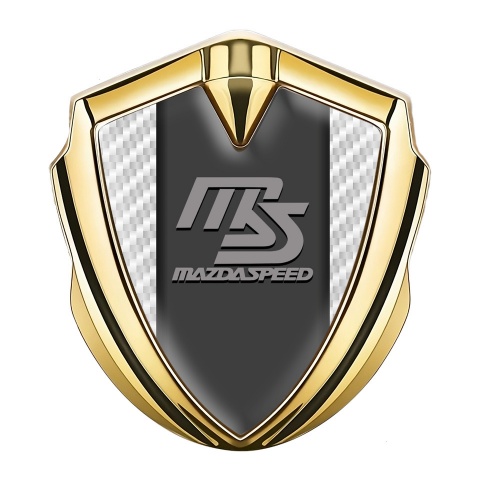 Mazda Speed Abzeichen selbstklebend Goldtonfarbe mit Weiss carbon Und Graphit Panel logo