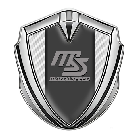 Mazda Speed Abzeichen selbstklebend Silbertonfarbe mit Weiss carbon Und Graphit Panel logo