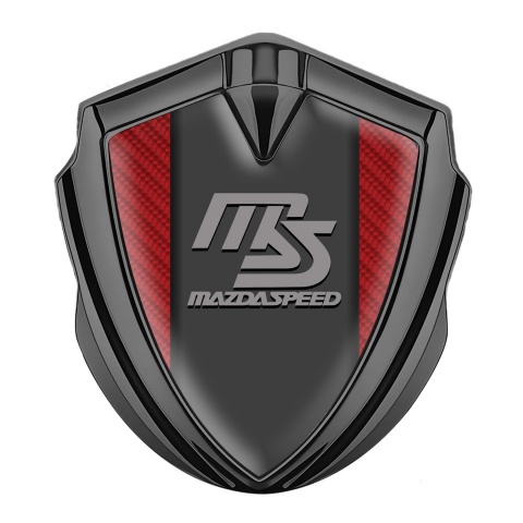 Mazda Speed Emblem Abzeichen selbstklebend Graphit Tonfarbe mit Rote Carbon Und Graphit Panel Grau logo
