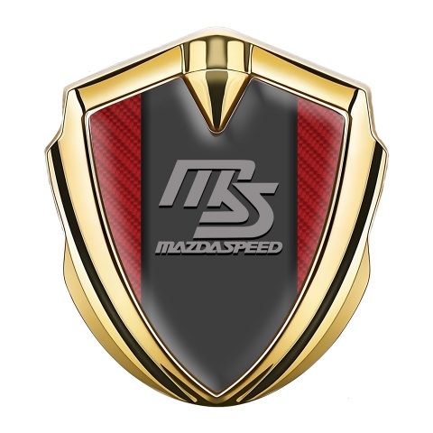 Mazda Speed Emblem Abzeichen selbstklebend Goldtonfarbe mit Rote Carbon Und Graphit Panel Grau logo
