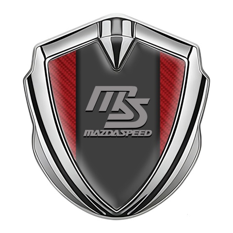 Mazda Speed Emblem Abzeichen selbstklebend Silbertonfarbe mit Rote Carbon Und Graphit Panel Grau logo