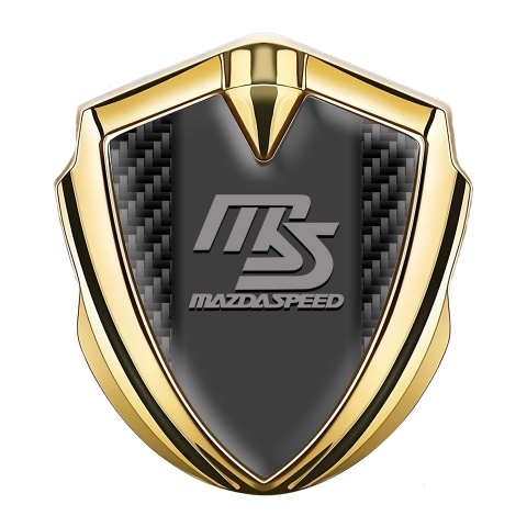 Mazda Speed Emblem Auto Zeichen Goldtonfarbe mit Schwarz Carbon Auflage