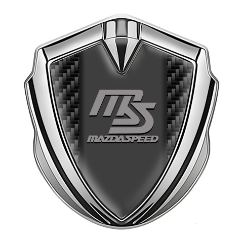 Mazda Speed Emblem Auto Zeichen Silbertonfarbe mit Schwarz Carbon Auflage