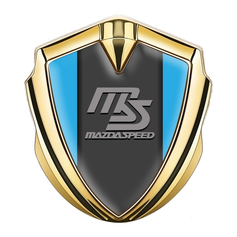 Mazda Speed Emblem Aufkleber Autozubehor Goldtonfarbe mit Blau Basis und Graphit Panel Grau Logo